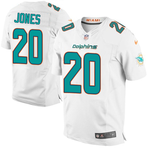 Men's Elite Reshad Jones Nike Jersey White Road - #20 NFL Miami Dolphins